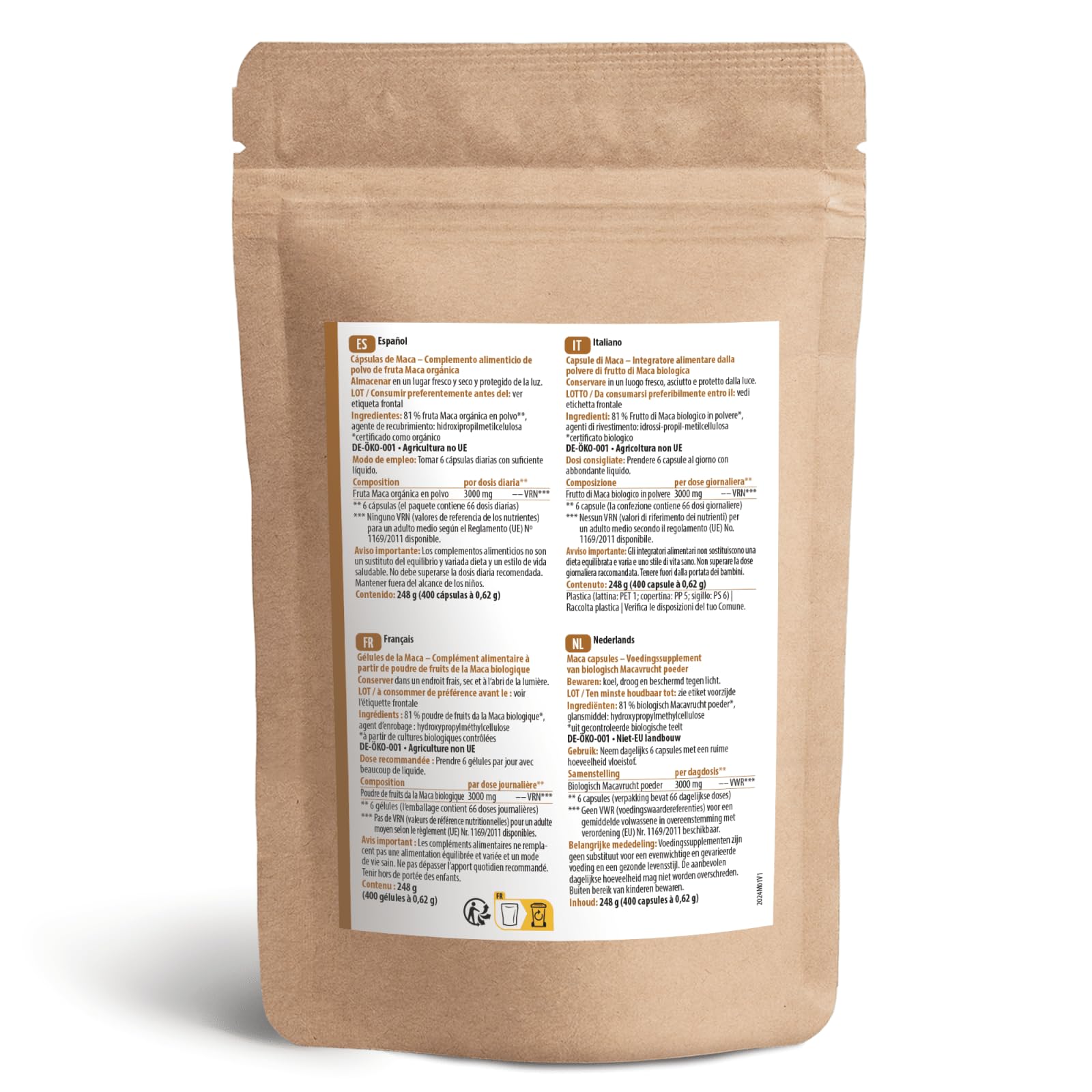 Gélules de Shatavari 400 pièces | Recharge | 500 mg par gélule | poudre fine de Shatavari de qualité biologique | Ayurvéda pour femmes | végétalien | vom Achterhof