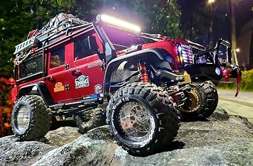H-TECH RC Parts 1/10 Crawler Car 12mm hex 2.2inch Mesh Type Minus Offset Aluminum CNC Metal Beadlock Wheel 4PCS, Silver