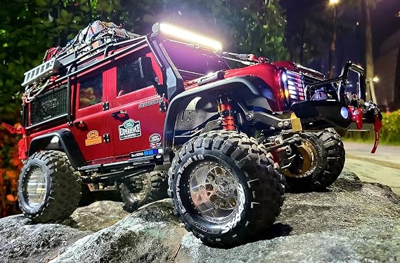 H-TECH RC Parts 1/10 Crawler Car 12mm hex 2.2inch Mesh Type Minus Offset Aluminum CNC Metal Beadlock Wheel 4PCS, Silver