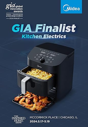 Miniatura 8 de Midea Horno freidora de aire de doble cesta de 11 cuartos de galón, funciones 8 en 1, ventana transparente, acabado de sincronización inteligente,