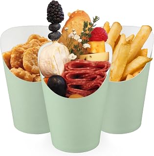 CUSINIUM 14 oz 50-Pack Sage Green French Fry Cups - Charcuterie Cups Disposable