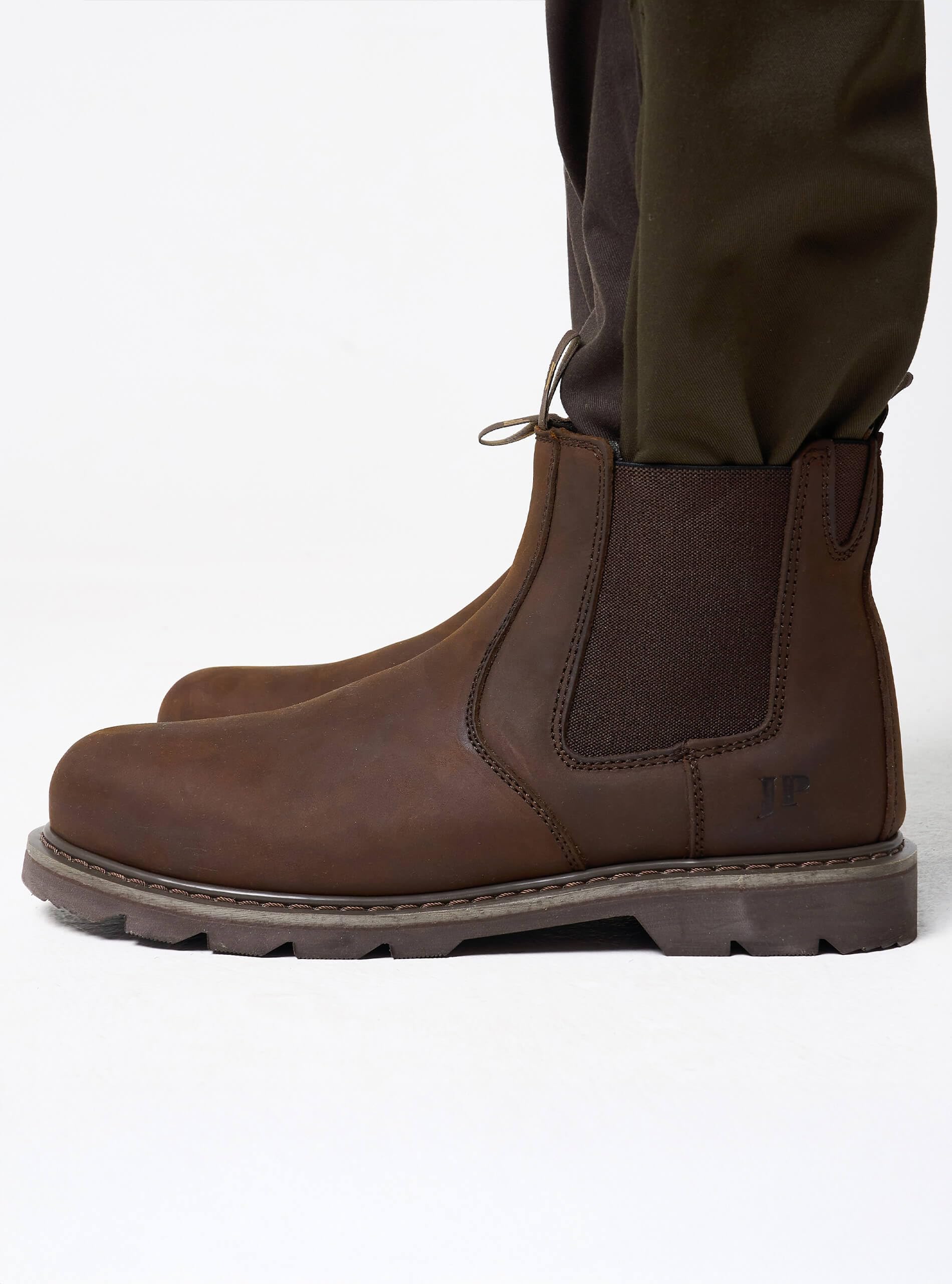 JACK PYKE Botas de trabajo Chelsea de piel para hombre, puntera de acero, resistentes al aceite, plantilla acolchada y transpirable, ideales para agricultura, almacén, construcción, talla 36-43