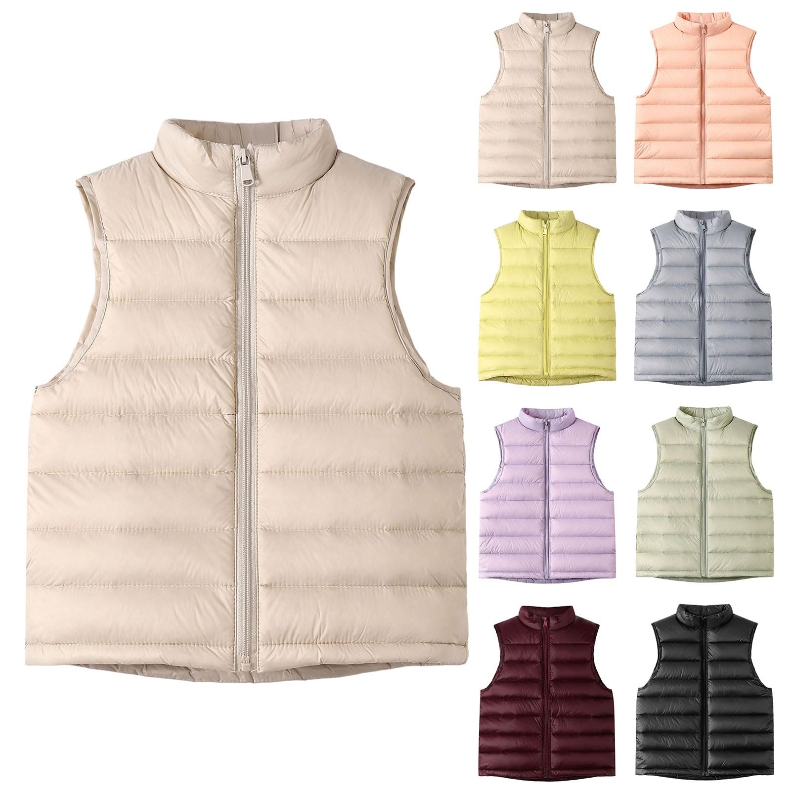 Teen Girls Down Vest Lightweight Packable Puffer Vest Kids Outdoor Zip Up Sleeveless Jacket Boys Fall Winter Warm Coat