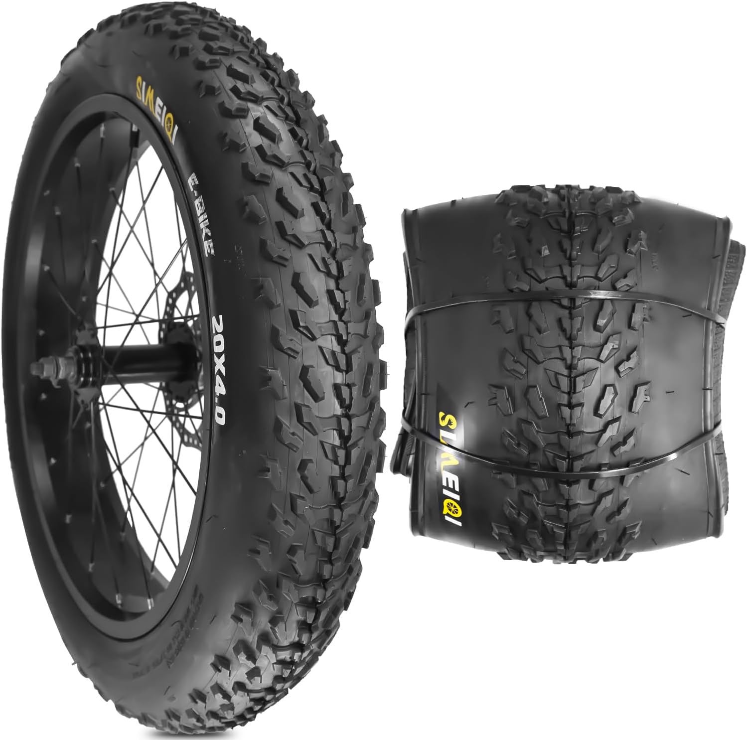 1pc 20 x 4.0 Fat Bike Tyres 98-406 Puncture Resistant E-Bike Tyres for Electric Bike,MTB,Heavy Duty,All Terrein Tyres for Street/Trail Riding