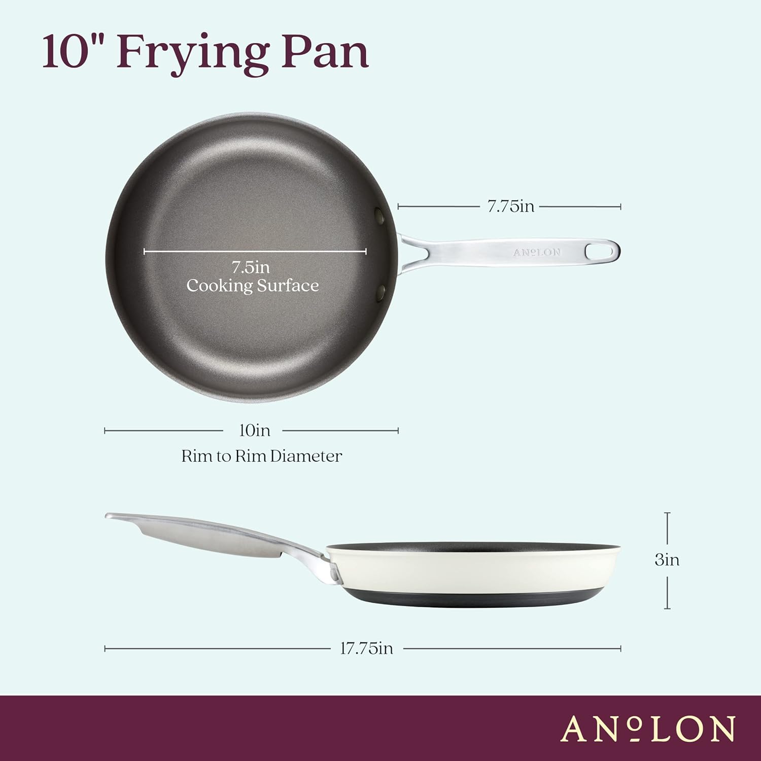 Anolon Achieve Hard Anodized Nonstick Frying Pan/Skillet, 10 Inch, Cream - Image 2