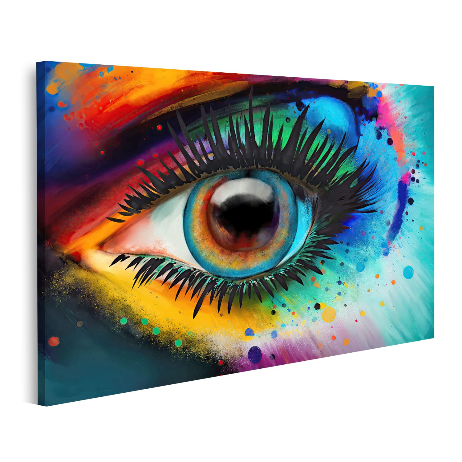islandburner Tableau sur toile Beau oeil féminin abstrait Splashy maquillage Cadre Affiche Poster Murale Tableaux