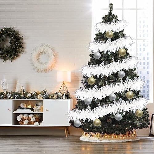 Miniatura 6 de KIMOBER Guirnalda de oropel de Pascua, guirnalda de oropel metálico dorado verde morado con confeti para colgar en primavera, decoración para