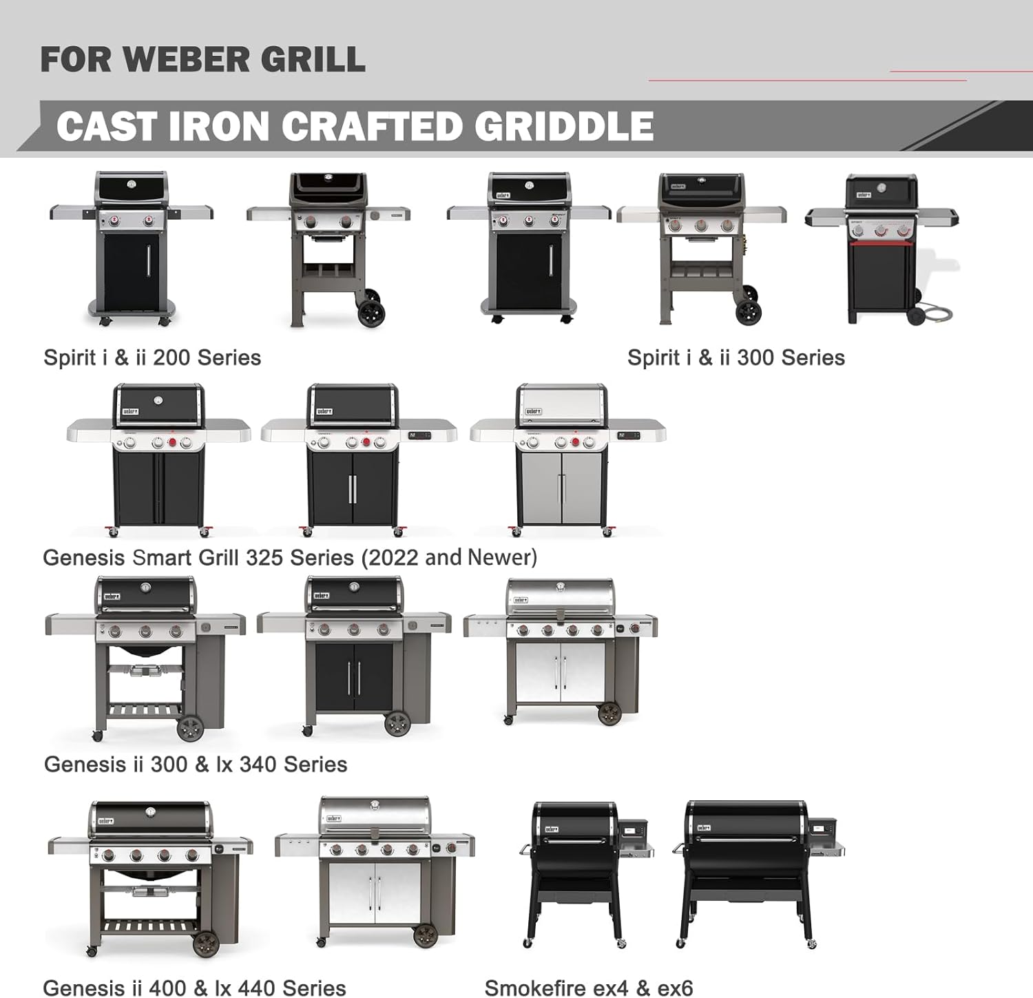7672 Flat Top Crafted Griddle Replacement for Weber Genesis E-325S EX-325S SX-325S 2022 Griddle Grill Parts Genesis II 300 II 400 Plates Spirit E210 E310 E325 Frame Smokefire EX4 EX6 Replacement Part