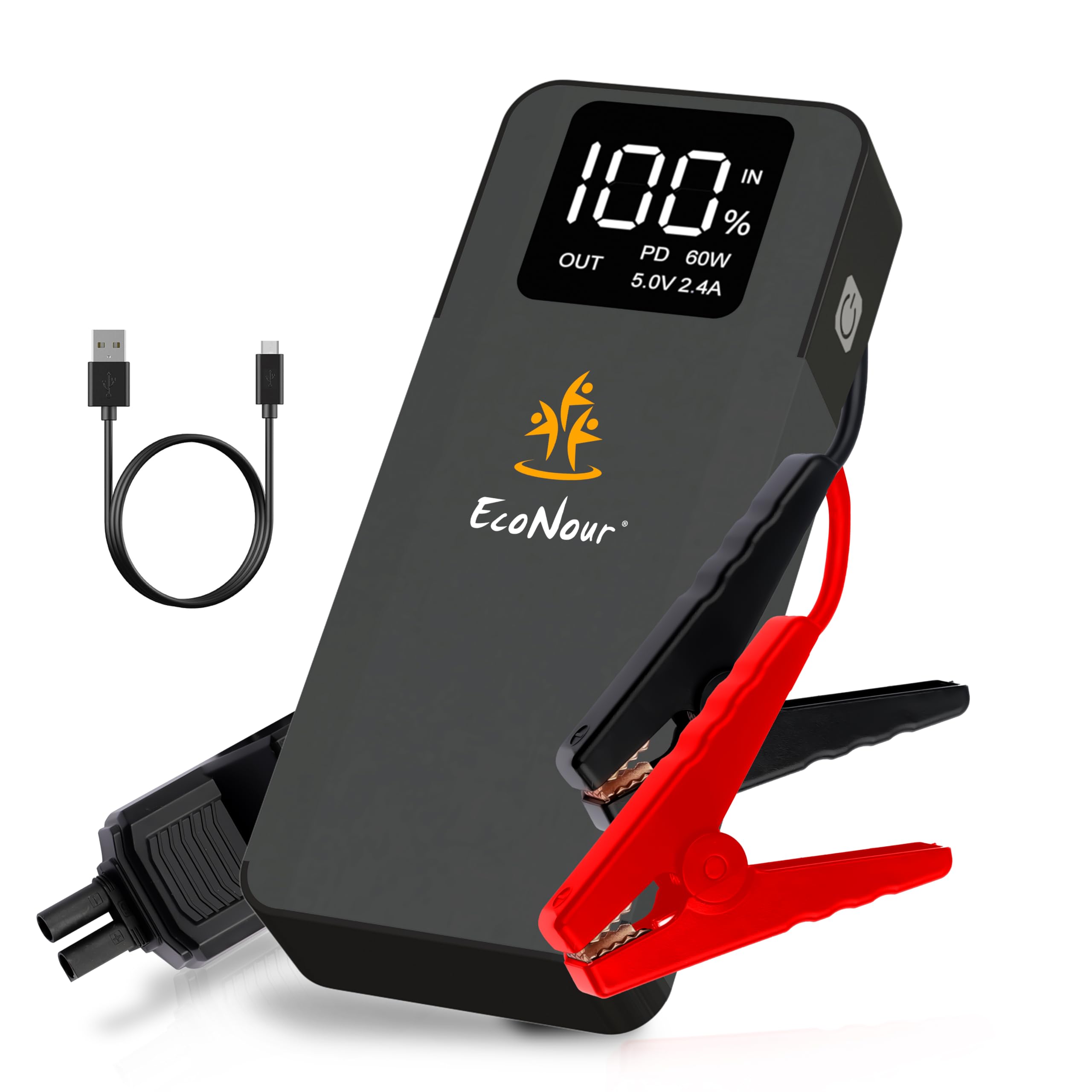 6000A Car Jump Starter 12V Portable Battery Booster for All Gas Up to 12L Diesel Engines Dual USB