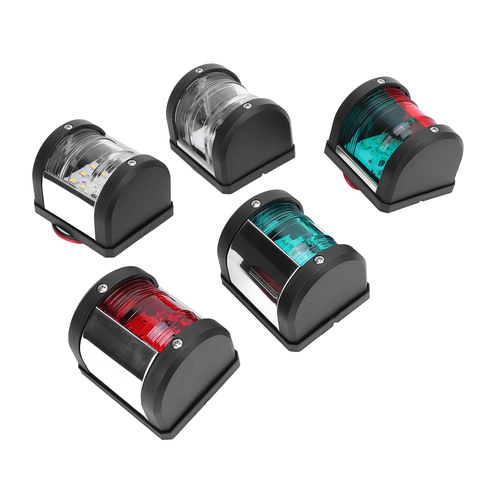 EMUKOEP 5-teiliges LED-Navigationslicht für Boote, Konstruktion aus ABS und Edelstahl 304, Wasserdicht, IP66, mit Energiesparender LED-Technologie für Schiffe Bis zu 12 M