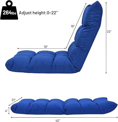 Miniatura 38 de Giantex Sofá de suelo, silla de videojuegos con 14 posiciones ajustables, respaldo acolchado, asiento acolchado para el suelo, silla plegable para