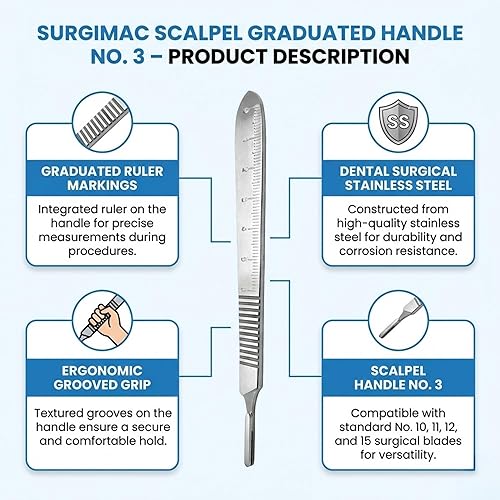Miniatura 2 de Instrumentos quirúrgicos dentales del acero inoxidable de la manija No. 3 del bisturí graduados