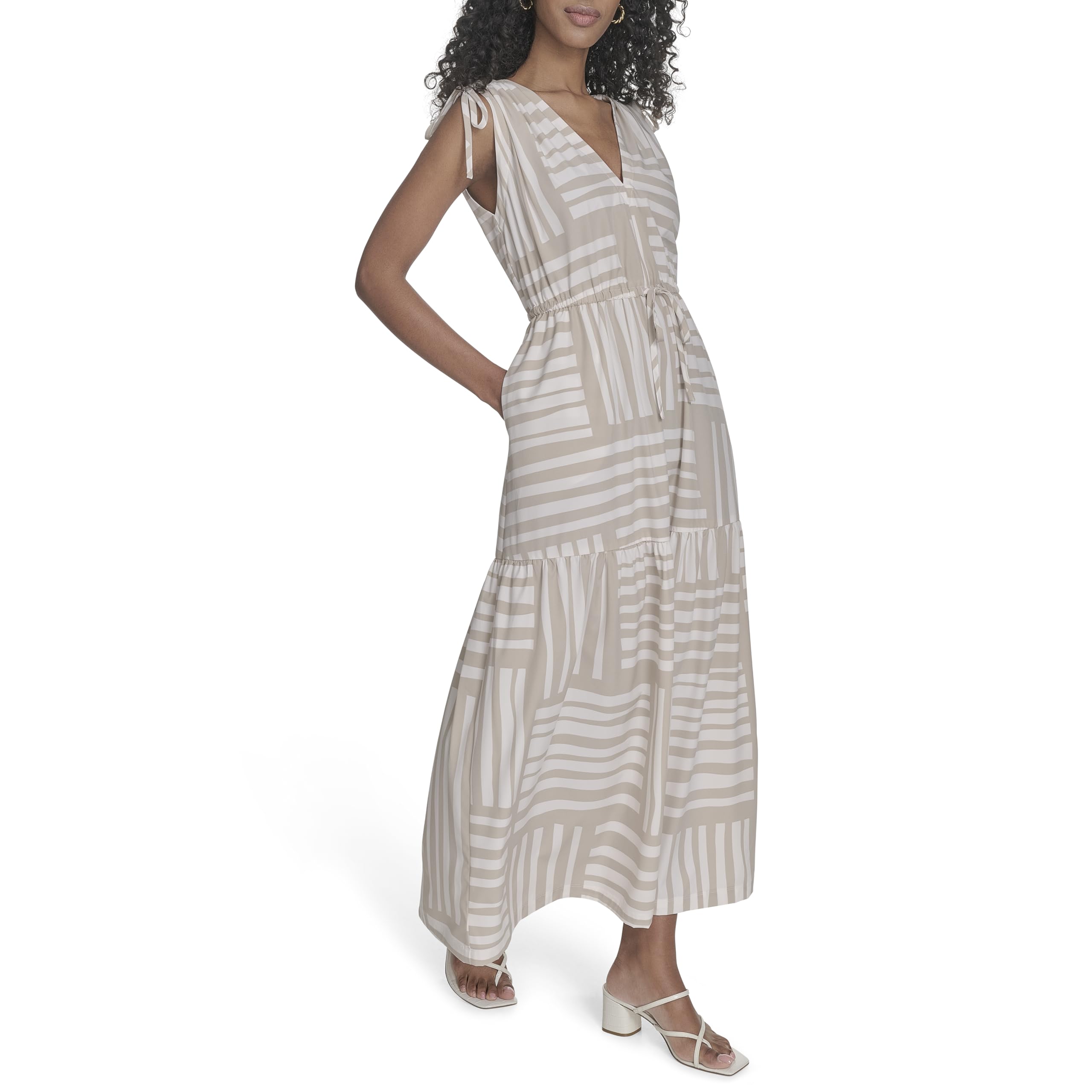 Calvin Klein Casual Self Tie Warm Weather Dress Vestido Mujeres