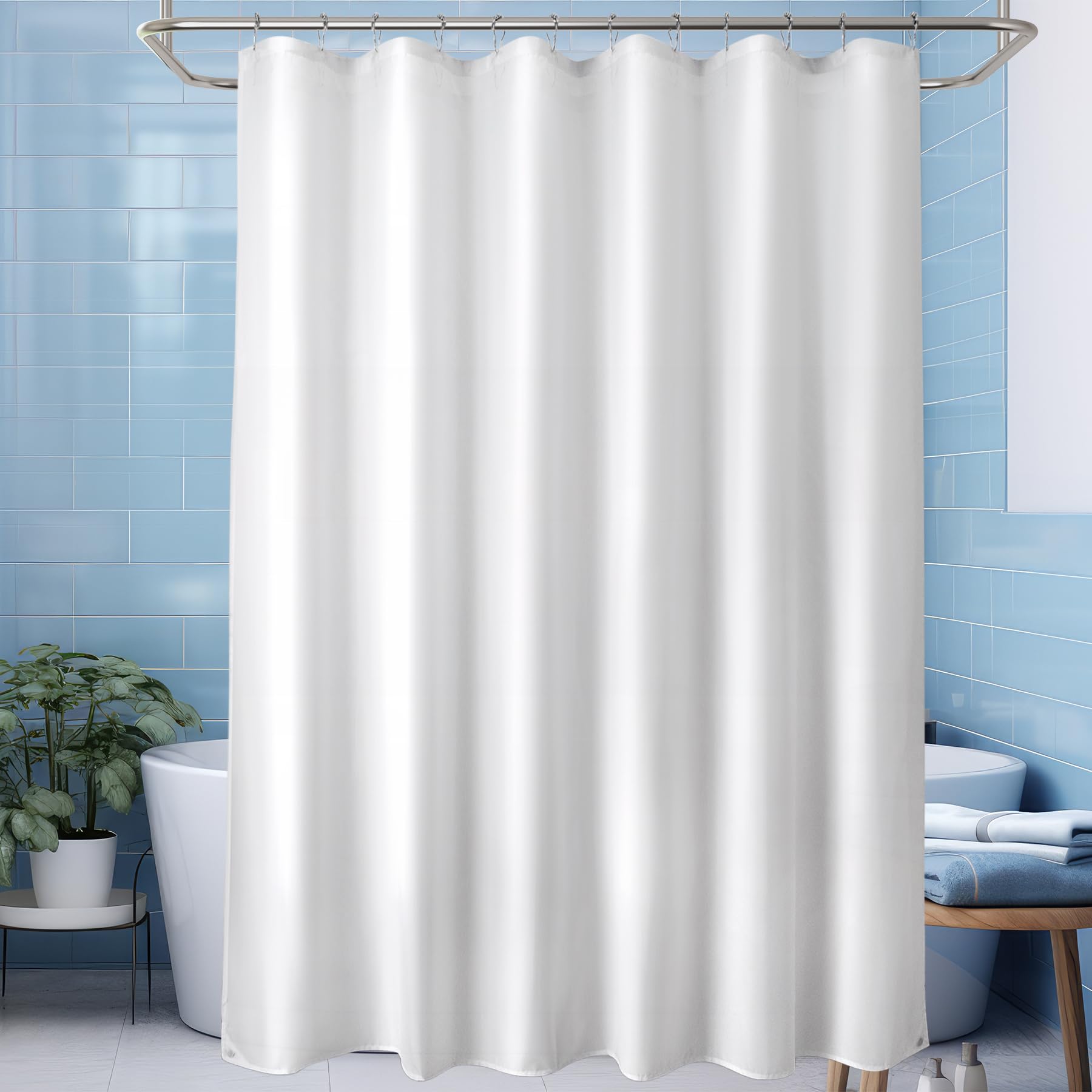 Waterproof Fabric Shower Curtain Liner Washable