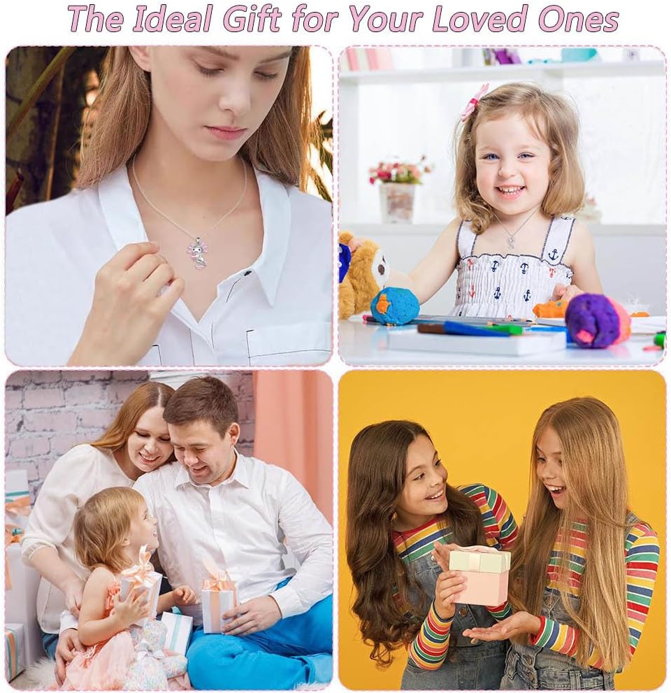 Cute Axolotl Necklace for Women Pink Salamander Crystal Pendant Necklace 925 Sterling Silver Animal Jewelry for Birthday Christmas Graduation Gift - Image 7