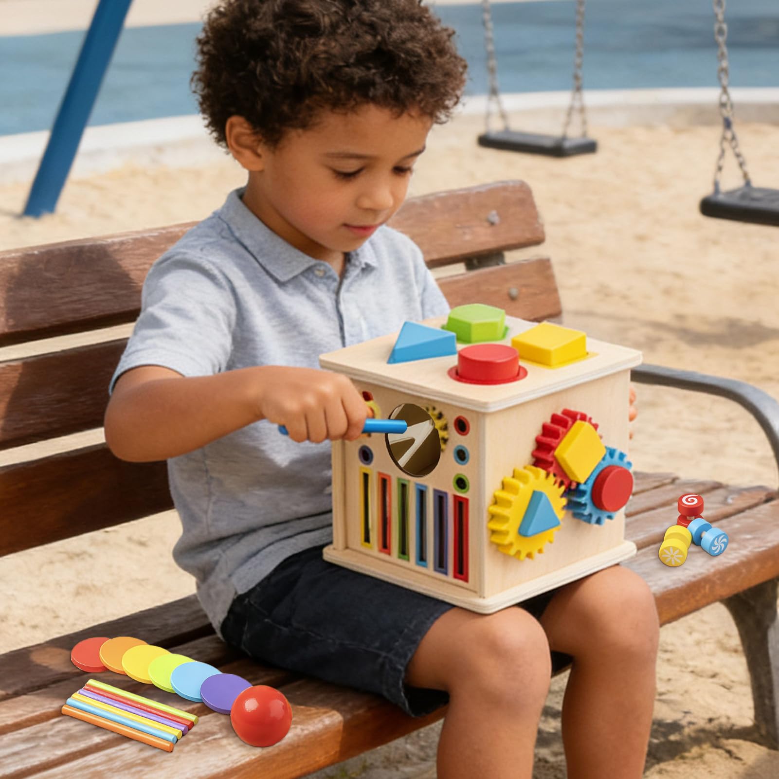 Cubo Di Attività Per Bambini 8 in 1 Giocattolo Educativo in Legno | Centro Di per Casa Compleanno Ragazze Ragazzi Bambini 1-6 Anni Festa Sala Giochi Aula