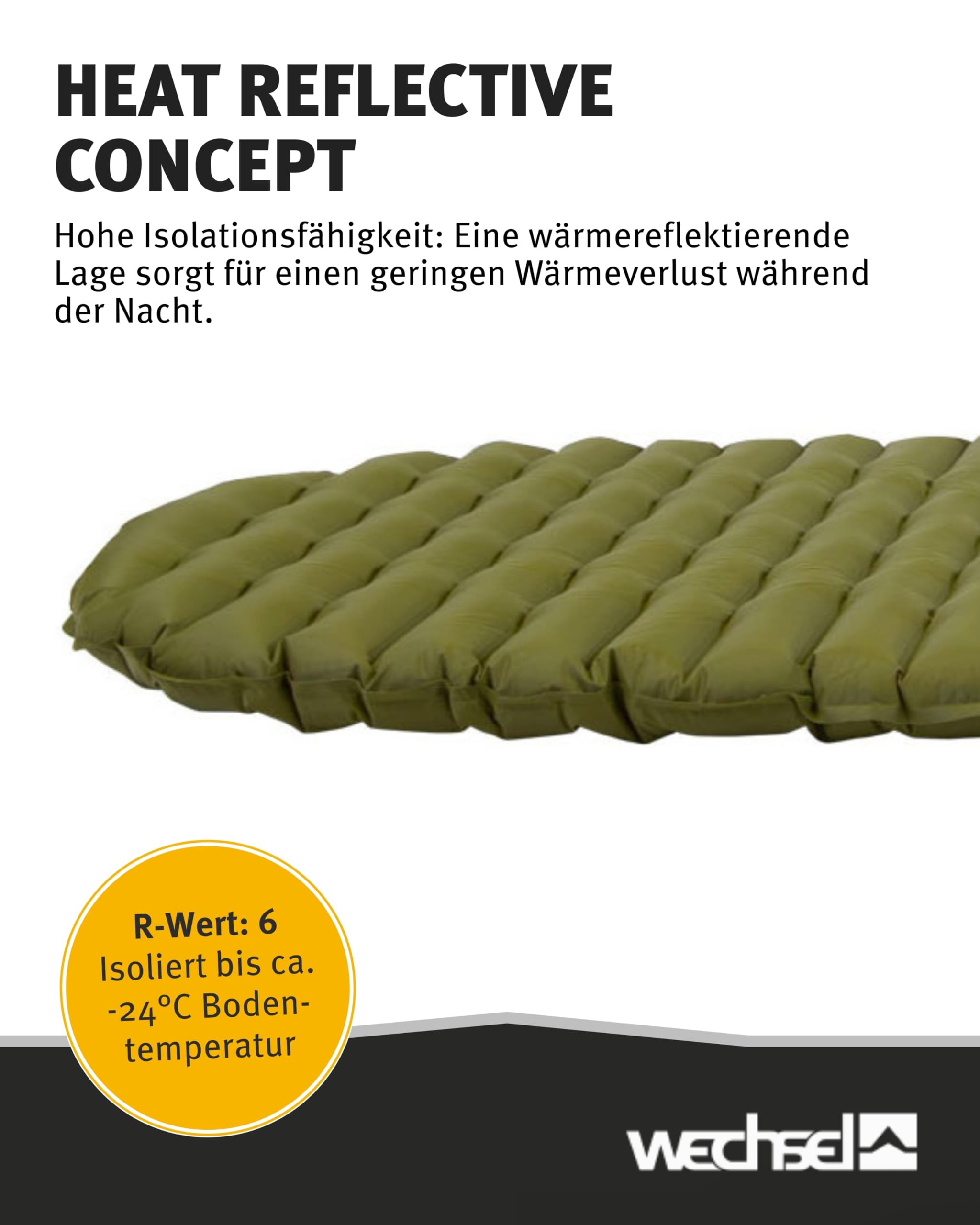 Wechsel Aera L I Ultraleichte Isomatte für mehrtägige Outdoor-Touren I Aufblasbare Luftmatte I Hervorragende Wärmeisolierung I 195 x 65 x 6,5 cm I Ideal für Trekking, Backpacking & Camping