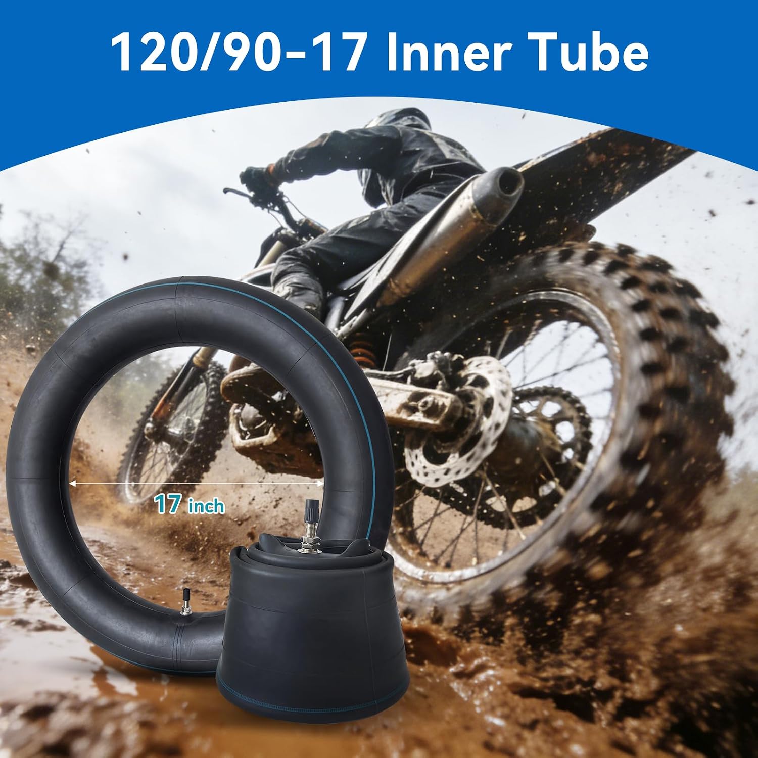 120/90-17 Inner Tube 120/90-17 Dirt Bike Tube TR4 Straight Valve Stem.