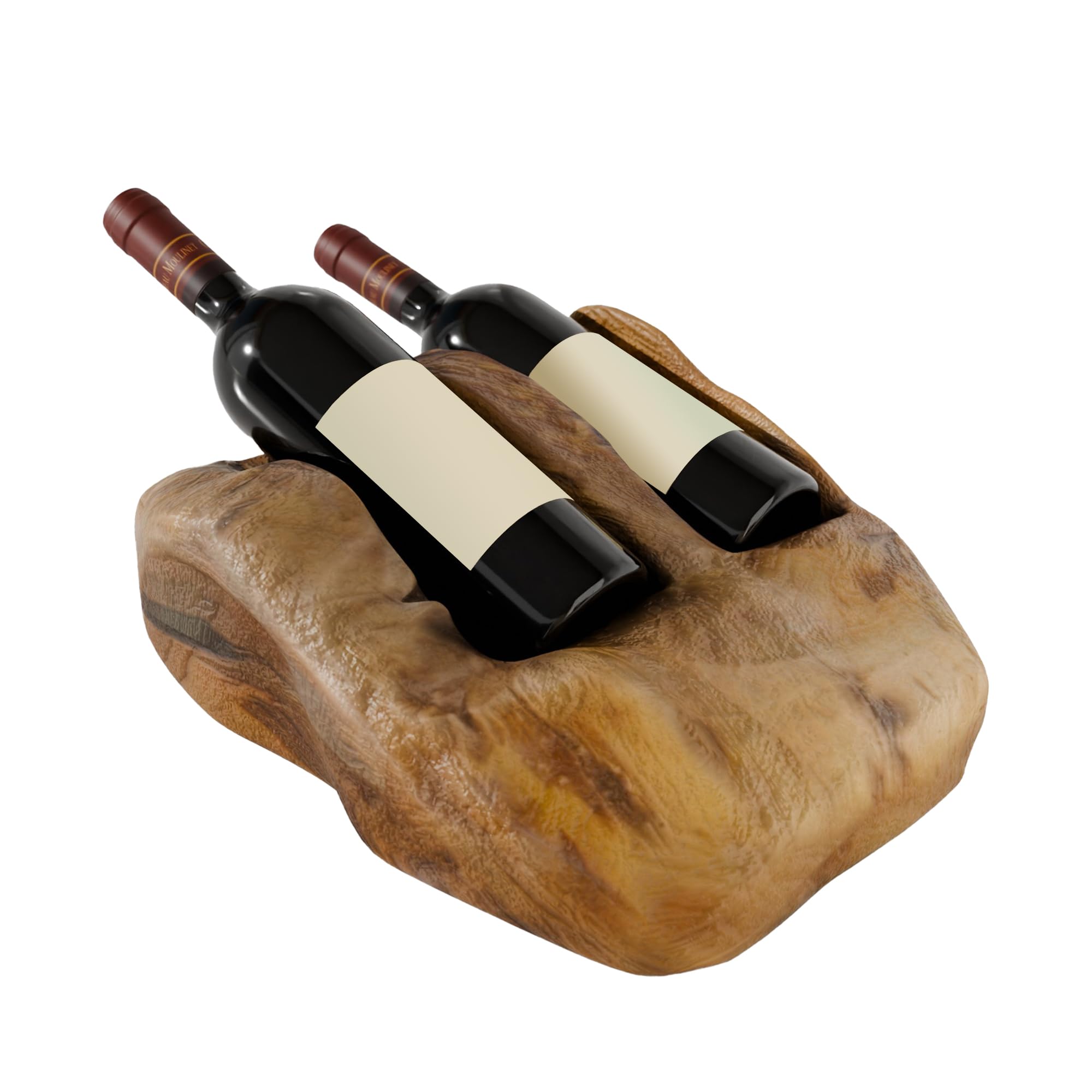 Botellero de madera de raíz para 2 botellas de vino, para decoración de cocina, comedor, salón