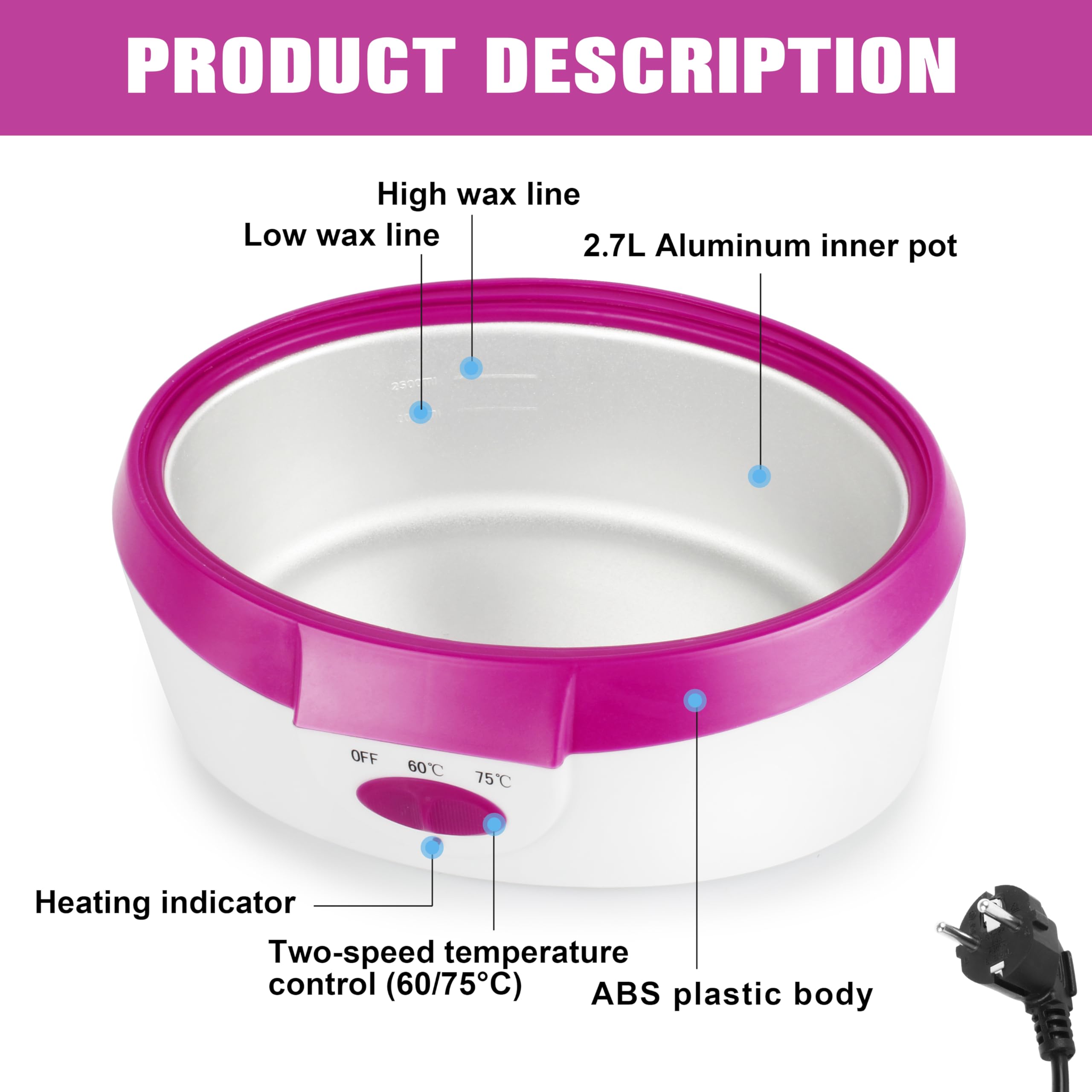 Paraffinbäder Wachsbad für Hände und Füße, Forever Speed Paraffin Wachsbad für Hände und Füße Gerät 265W, Elektrisches Wachsbad mit Paraffinwachs Set Rosa