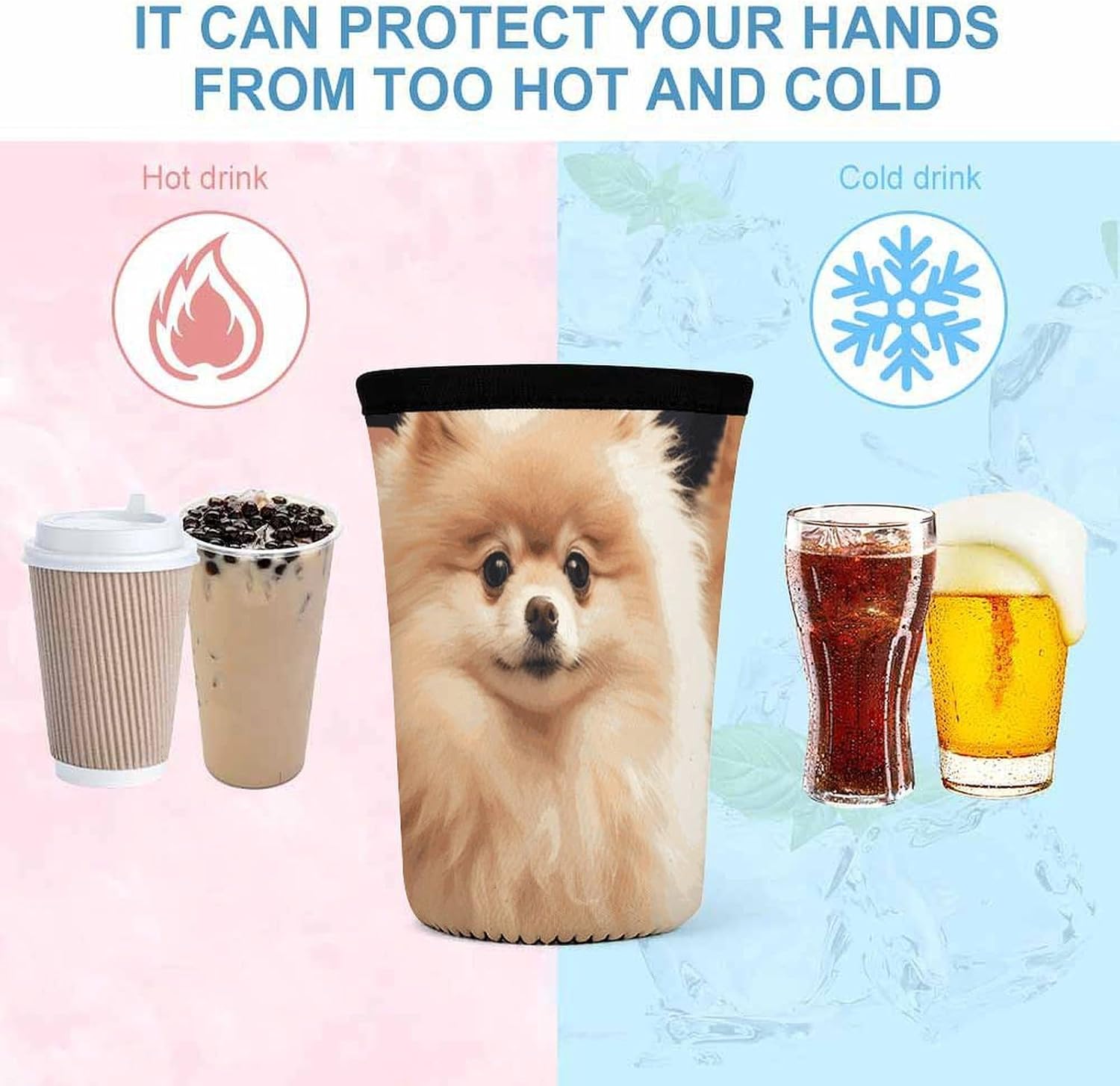 3 Pack Neoprene Cup Sleeves, Stretchy Reusable Drink Cup Cover Universal