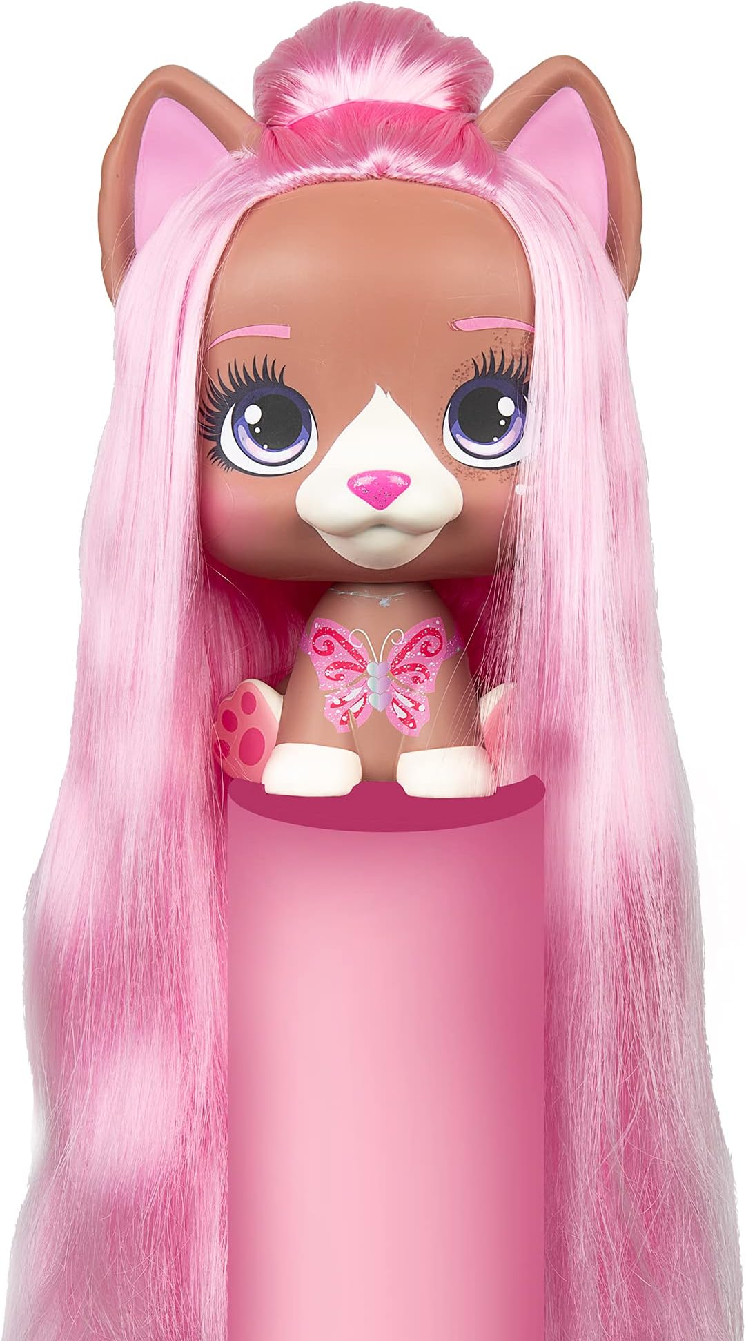Mega Pet Nyla | Styling head set with extra long flowing hair easy to brush and style with +30 hair accessories & color boost - Surprise toy for kids +3 Years
