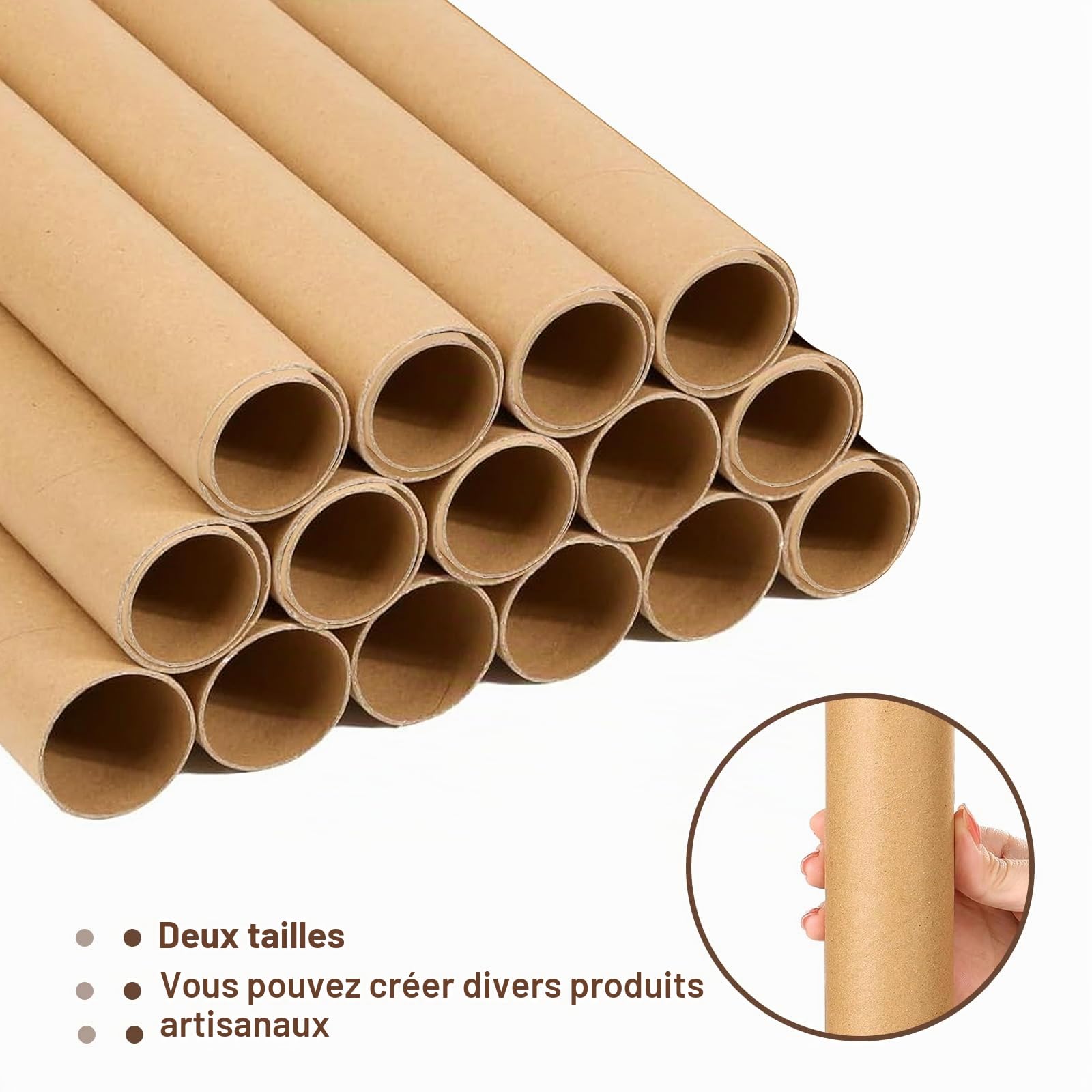 30 Pièces Tube Carton,Rouleau Carton en Papier Kraft Papier Marron Tube pour DIY Activités Manuelles Créatifs,30 x4 cm et 30 x 3 cm