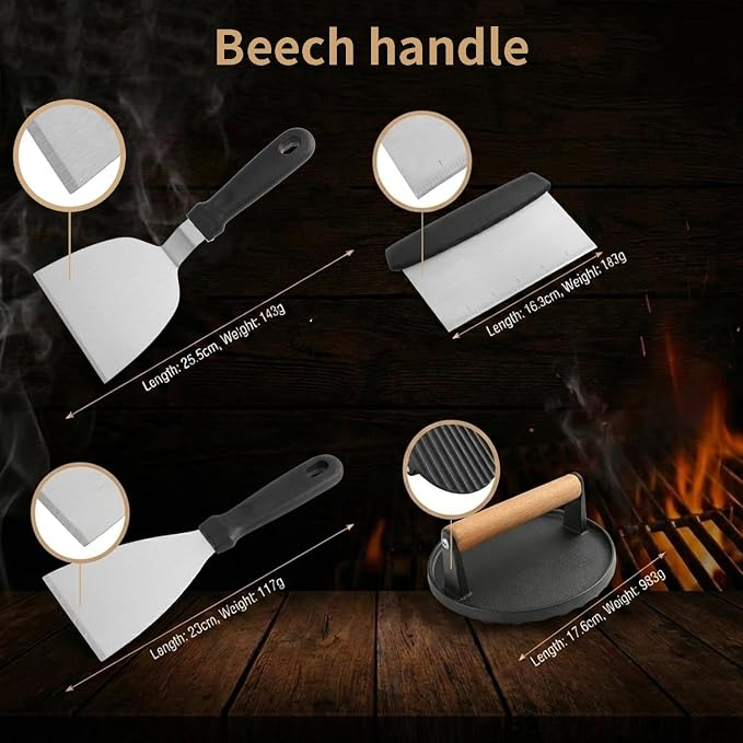 Set de herramientas para parrilla 8 piezas acero inoxidable miniatura 3
