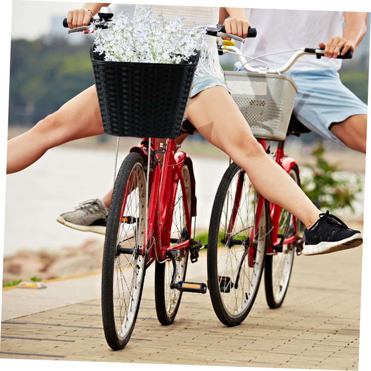 Toyvian Elektrofahrrad Kunststoffkorb Mit Abdeckung Großer Rattan Optik Fahrradkorb Vorne 13.00X10.63X10.63In Perfekt Für Entspannte Radtouren Und Viel Stauraum Sport & Freizeit