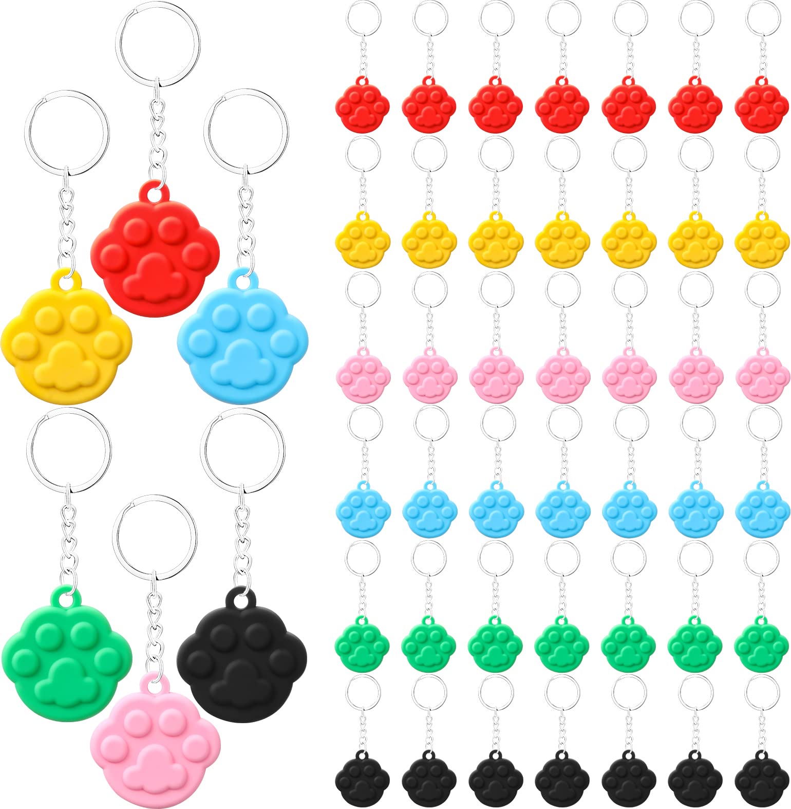 Weecent 36 Pcs Paw Print Keychain Paw Print Party Favors Dog Birthday Party Supplies Cat Party Favors for Pets Puppy Dog Pals Birthday Party Decorations, 6 Colors
