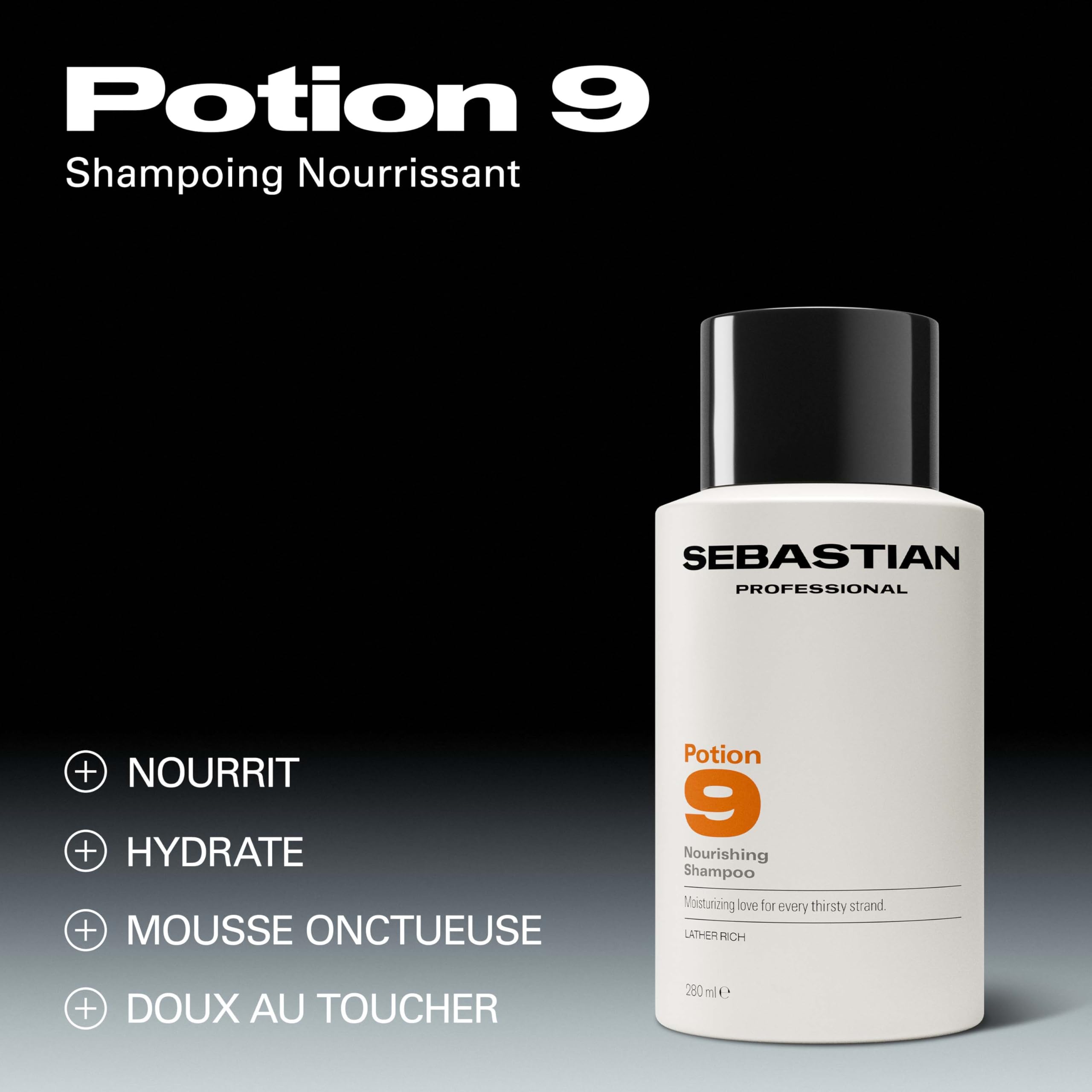 Sebastian Professional Potion 9 – Shampoing nourrissant professionnel pour cheveux doux et hydratés
