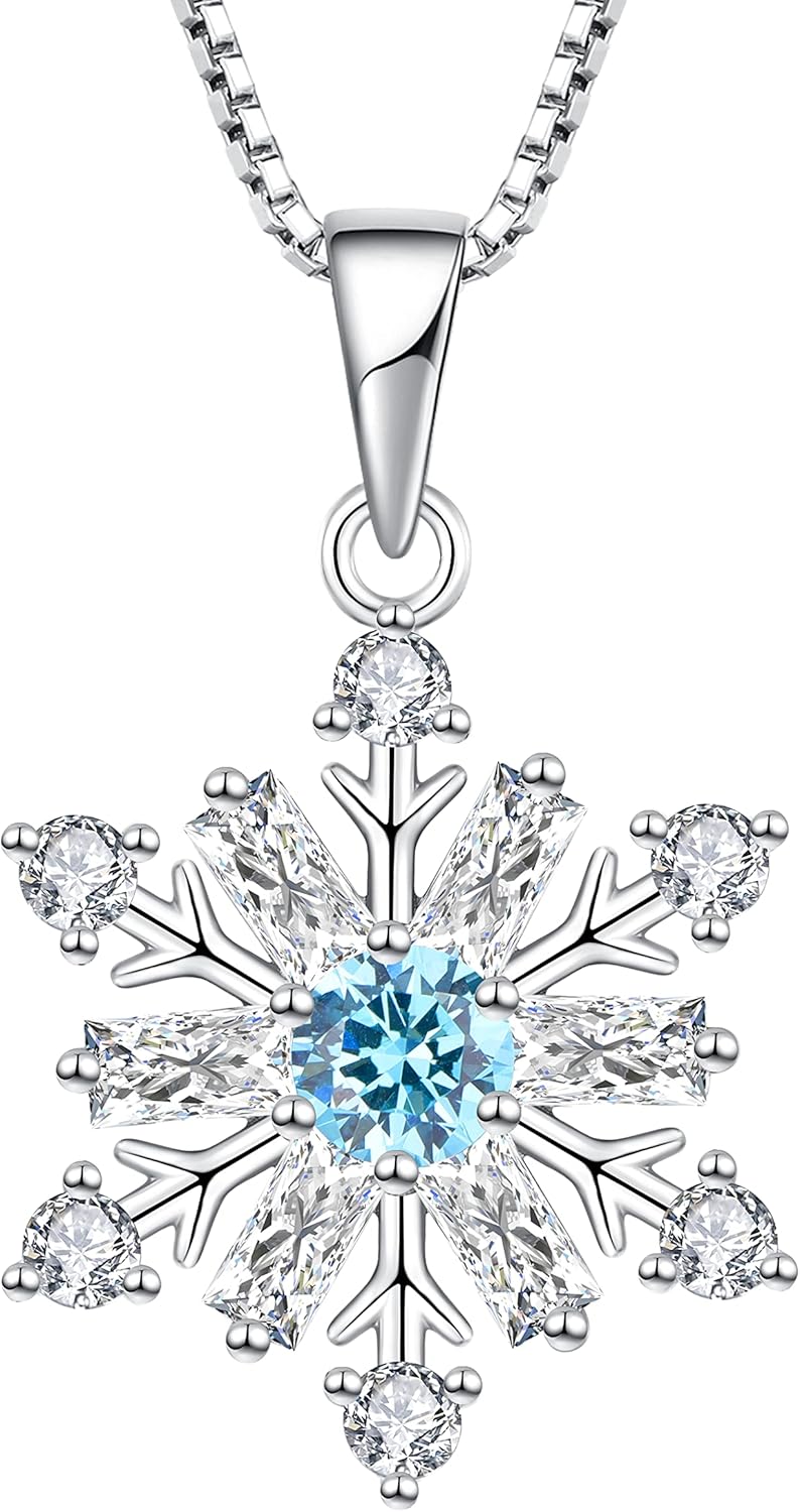 STARCHENIE Snowflake Necklace 925 Sterling Silver Snowflake Pendant Jewelry Gift for Women