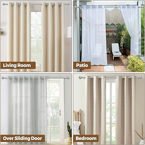 Miniatura 7 de KAMANINA Barras de cortina para ventanas, barra de cortina de plata antigua de 32 a 58 pulgadas (2.6-4.8 pies), barras de cortina ajustables