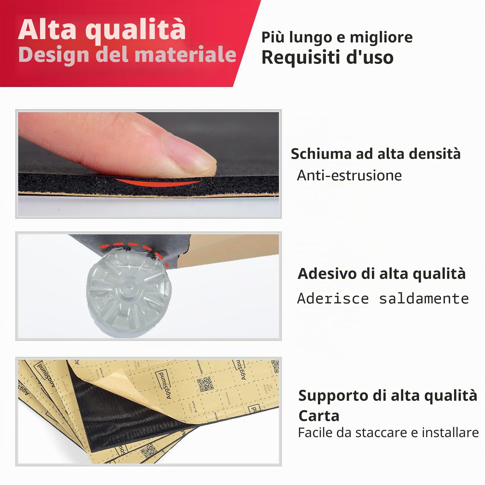 Tappetino isolante autoadesivo 4mm 170×33cm 0,56㎡ isolamento acustico termico auto
