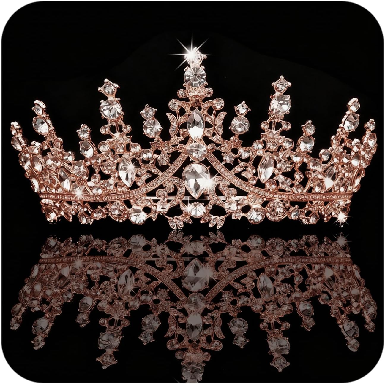 COCIDE Rose Gold Tiara and Crown for Women Crystal Queen Crowns Rhinestone Princess Tiaras for Girl Bride Wedding Hair Accessories for Bridal Birthday Party Prom Halloween Cos-play Costume Christmas