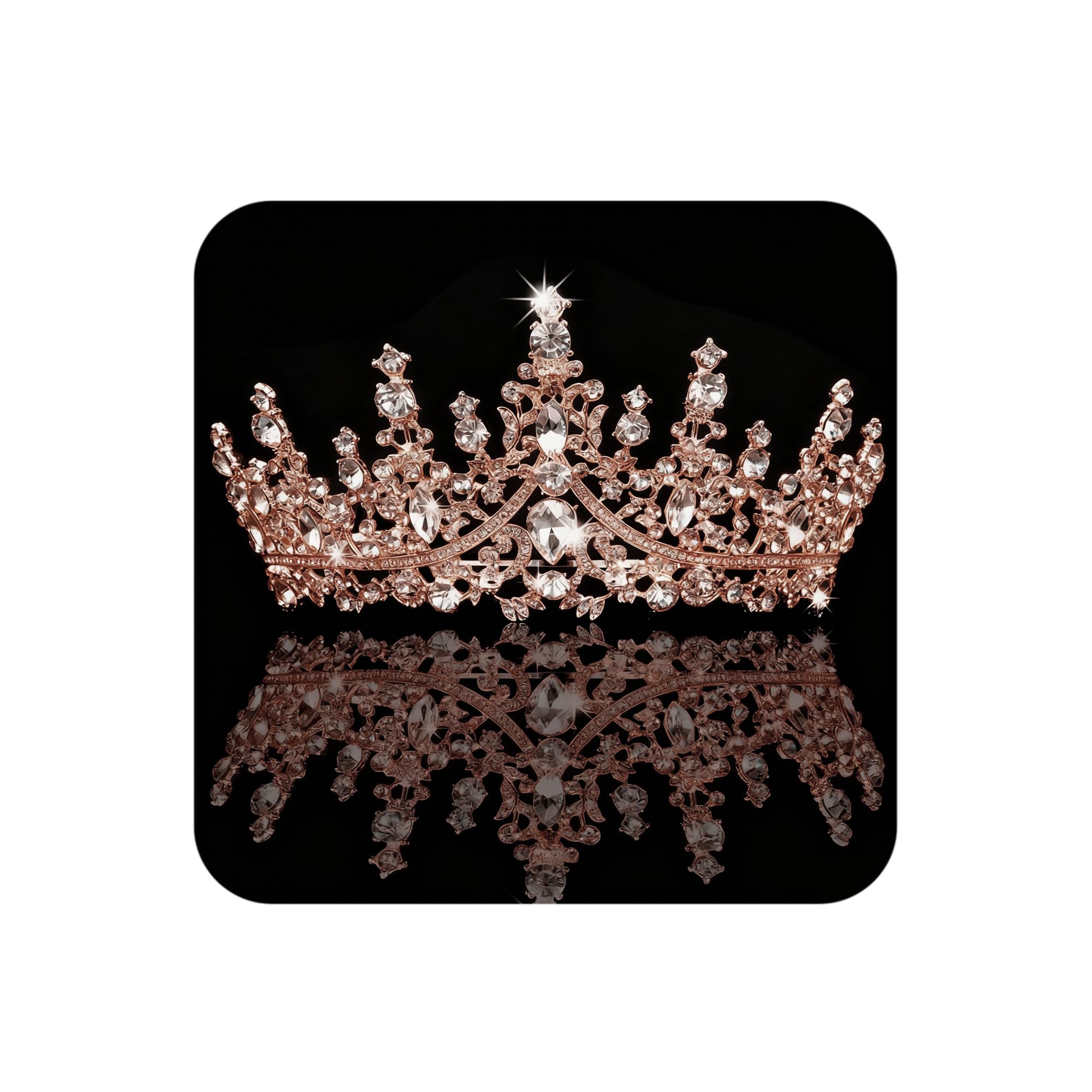 Rose Gold Tiara and Crown for Women Crystal Queen Crowns Rhinestone Princess Tiaras for Girl Bride Wedding Hair Accessories for Bridal Birthday Party Prom Halloween Cos-play Costume Christmas,
