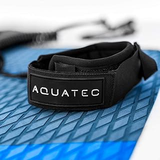 AQUATEC aufgewickelte SUP Leash - 3m Bein Leash für Paddleboards | Surfboard Leash für Ihre Sicherheit | Sicherheitsleine für Ihrer Knöchel