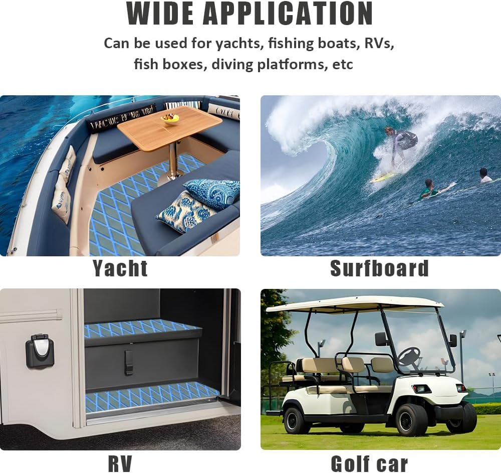 98.4"×45.2" Self-Adhesive Boat Flooring EVA Foam Boat Decking Sheet Non-Slip for Fishing Suitable for Yachts,Gardens,Kart,etc