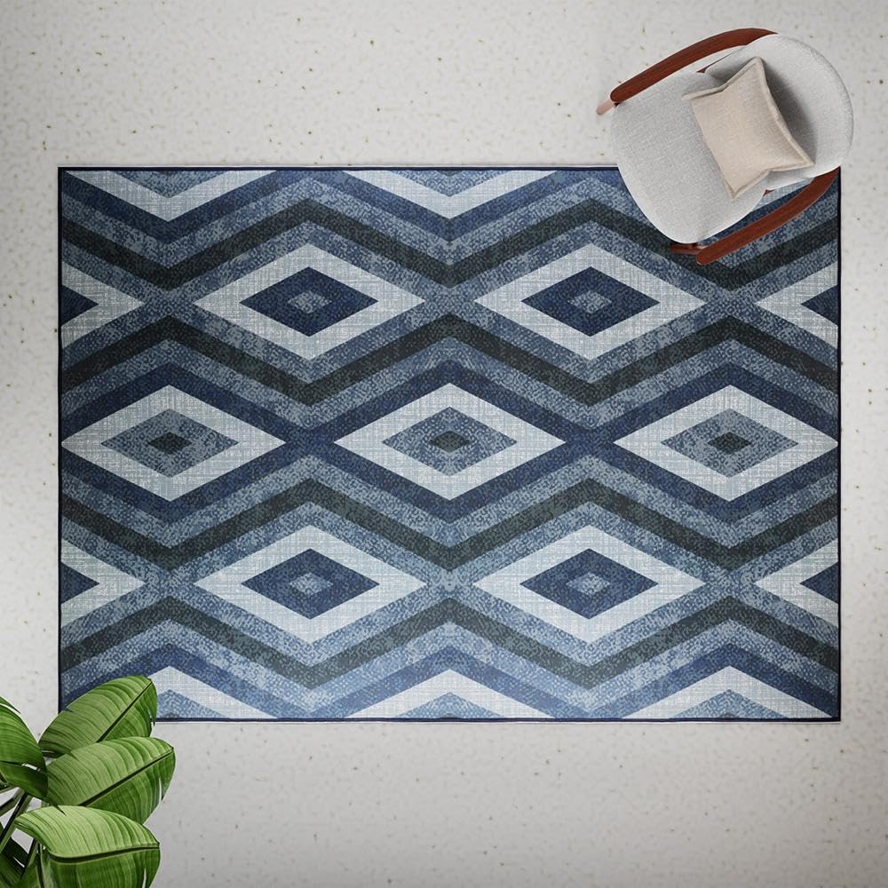 Wakefit 3D Printed Carpet | Vintage Carpet Rug Runner and Carpets for Bedroom/Living Area/Home | Soft & Stylish Print on Felt | 3 x 5 feet | Polyester | Anti Skid Backing | Megan- Blue-image-8