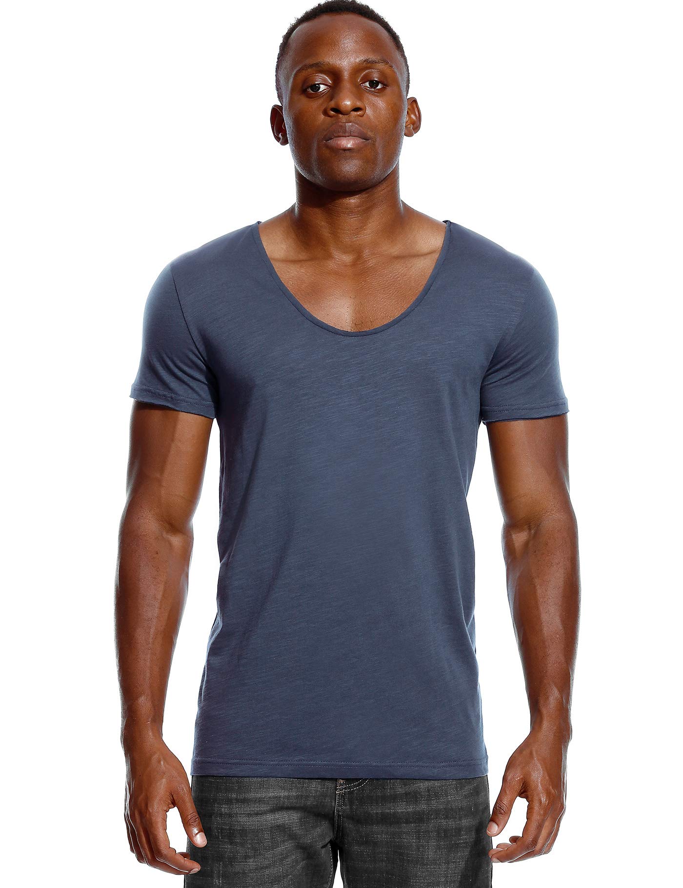 トップス LOW CLASSIC V-NECK LOGO KNIT TOP Deep V Neck T Shirt for Men Low Cut Vneck Tee Invisible