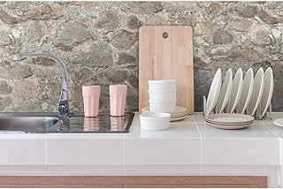 RoomMates RMK9096WP Gray and Almond Weathered Stone Peel and Stick Wallp...
