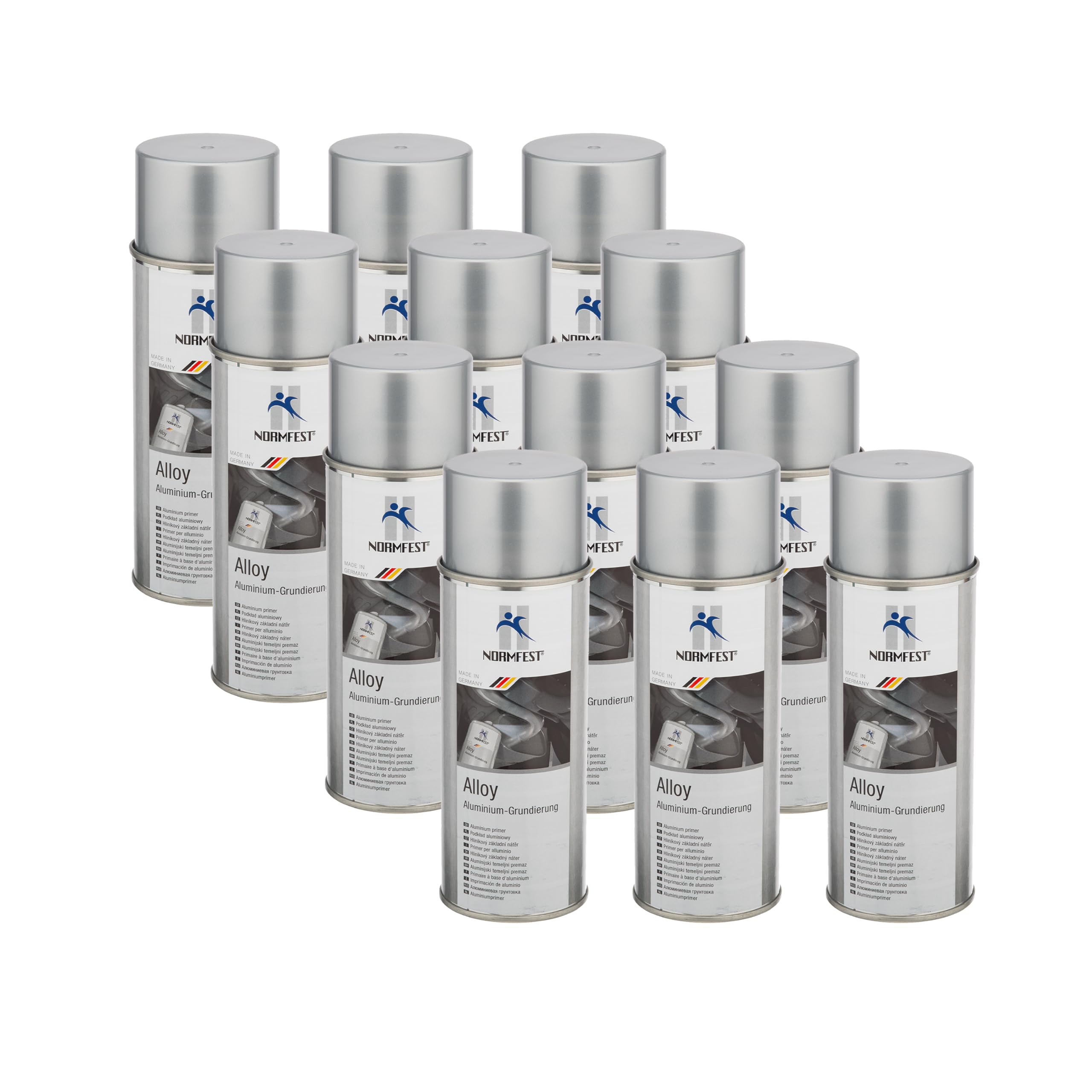 Normfest Aluminium-Grundierung Alloy – Hitzebeständiger Korrosionsschutz für Metall, haftstark, überlackierbar & schweißbar, temperaturbeständig bis 600 °C – 12x 400ml