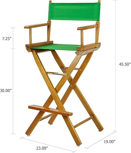 Miniatura 3 de Casual Home - Silla de director de 30 pulgadas, marco de roble miel, con lienzo verde, altura de barra