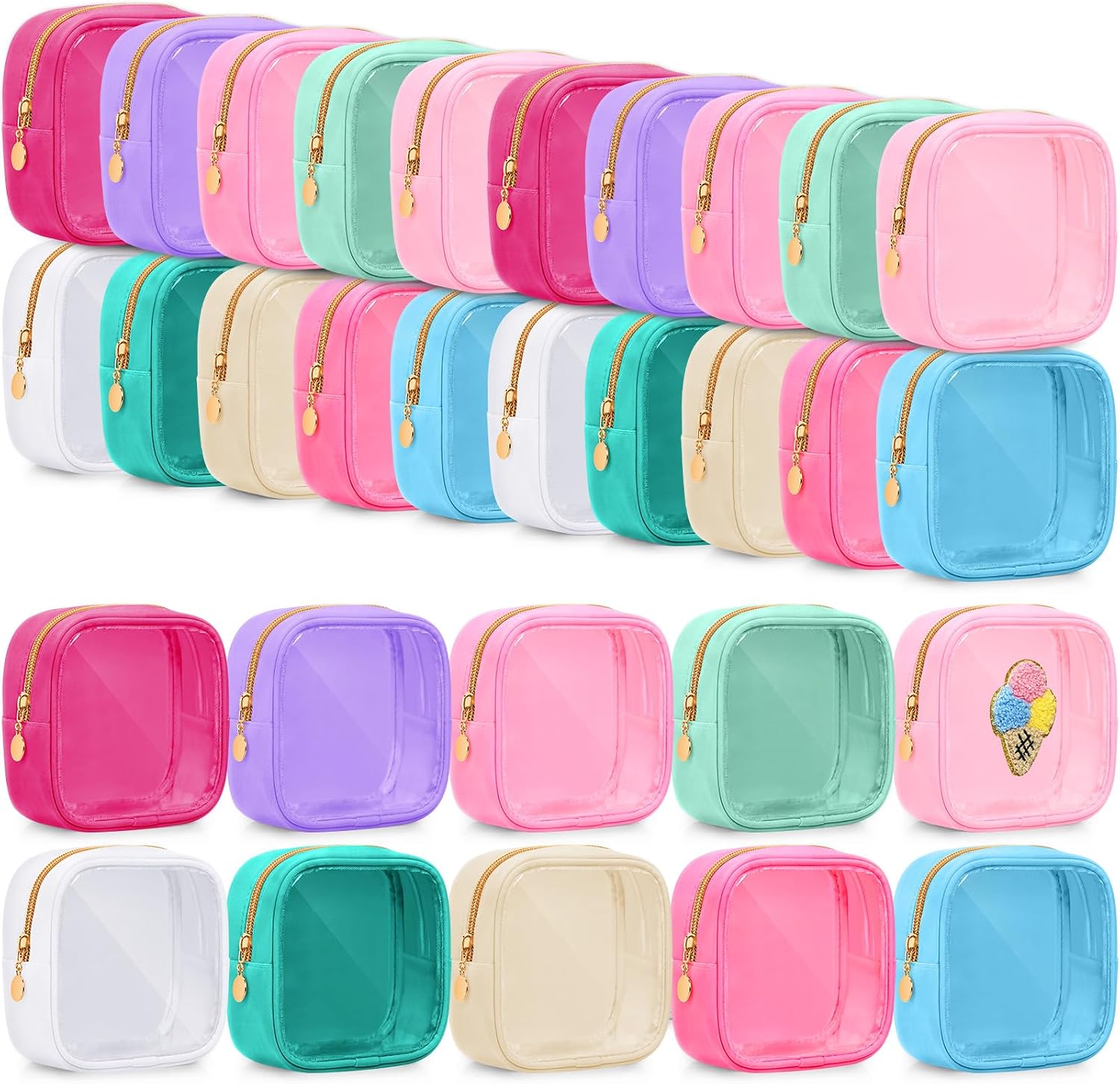 Paterr 50 Pieces Clear Nylon Makeup Bags Bulk Mini Nylon Pouch Small Clear Cosmetic Bag with Zipper Travel Makeup Bag Purse Organizer for Women