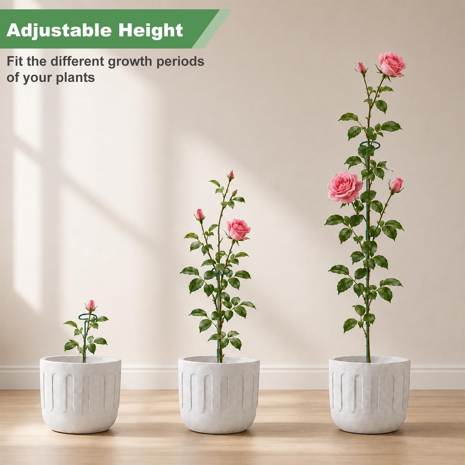 6 set di pali di supporto per piante, 30,5/63/91,4 cm, regolabili