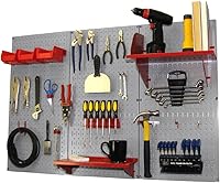 Vista 19 de Organizador de herramienta control de pared 30-wrk-400wb estándar panel perforado mesa de trabajo de metal Pegboard negro con accesorios rojos