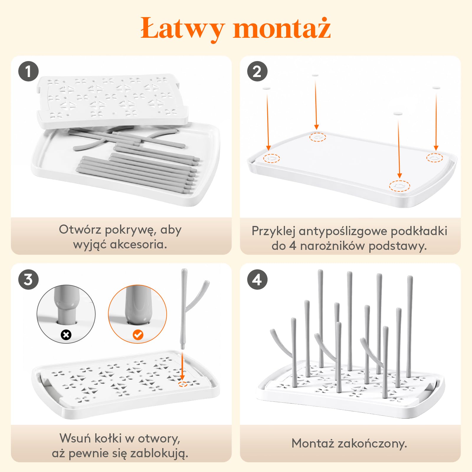 Lifewit Suszarka do Butelek Z Wyjmowaną Tacką Ociekową, Uchwyt na Butelki na Blat Kuchenny, Stojak do Suszenia Butelek Kubków Smoczków Części Laktatora Akcesoria Dla Niemowląt