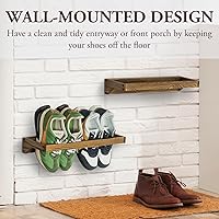 Vista 3 de MyGift Set of 4 Rustic Burnt Solid Wood Hanging Shoe Storage Organizer Racks, Wall Mounted Space Saving Footwear Holder for Closet, Mudroom, Burnt