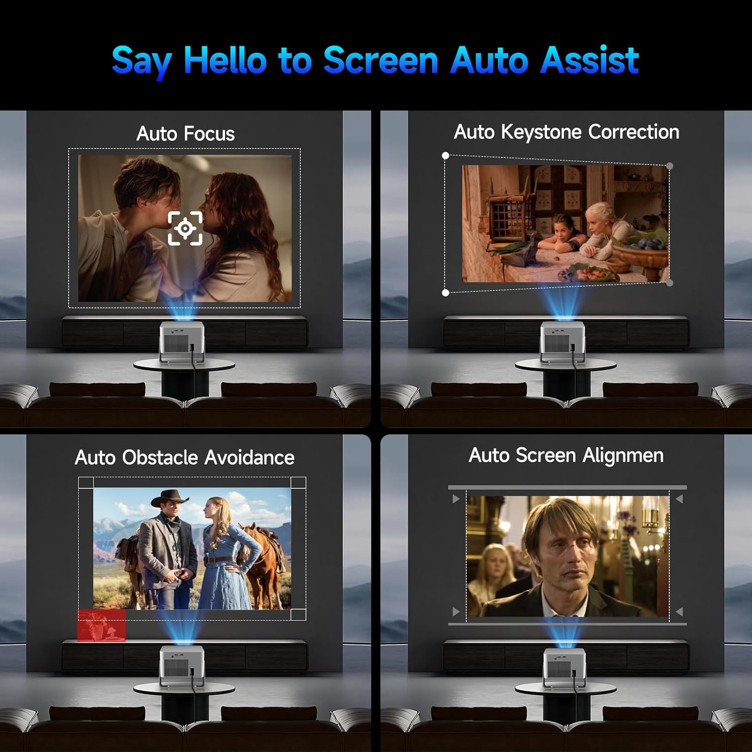 Magcubic Smart Projector 4K Support, Portable Projector with Wifi and Bluetooth, TV Stick Built-in, Auto Focus & Obstacle Avoidance, 650 ANSI, Voice Control, Home Theater Movie Proyector Outdoor - Image 4