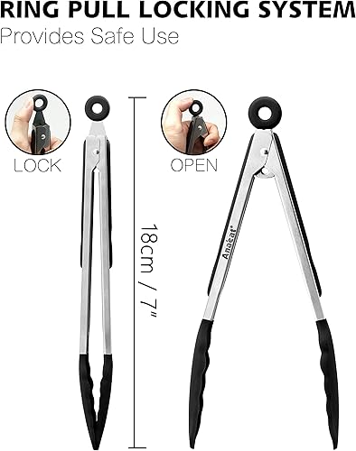 Miniatura 7 de Anaeat Pinzas de bloqueo de silicona antiadherente, pinzas de acero inoxidable de 7 pulgadas con puntas de silicona antideslizantes y agarre para